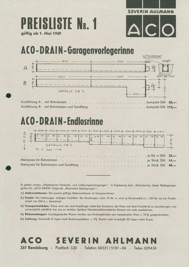 ACO DRAIN第一份报价单